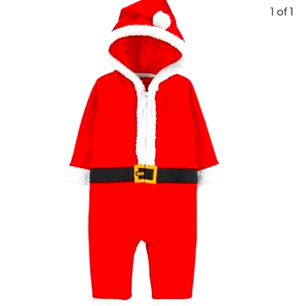 Carter's  Unisex Baby  Christmas Santa Zip-Up Jumpsuit size 12 months